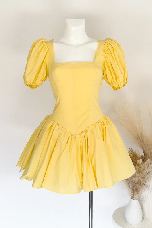 Annie Mini Dress - Yellow Cozy Knit Mini Dress