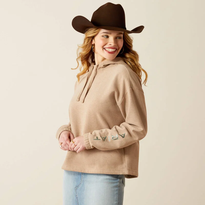 Ariat Women's Essential Logo Hoodie in Dark Oatmeal (Available in Plus Sizes) Hoodie with Magnetic Closure Innovative Modern