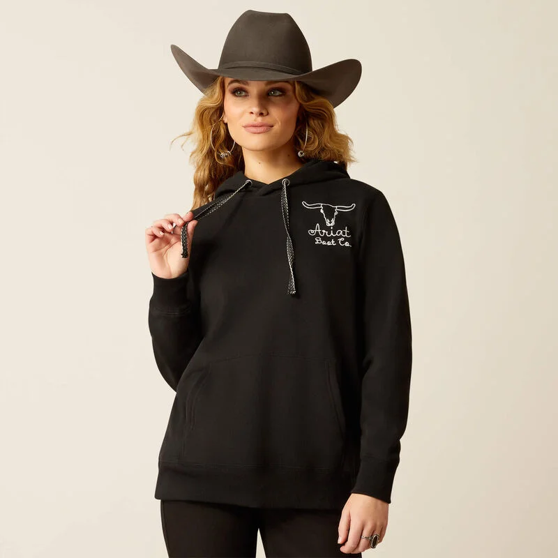 Ariat Women's Steer Stitch Hoodie in Black Hoodie with Full-Zip Functional Layering