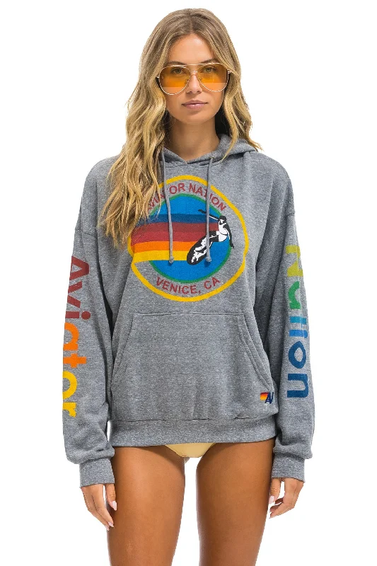 AVIATOR NATION RELAXED PULLOVER HOODIE - HEATHER GREY Hoodie with Pattern Geometric Abstract