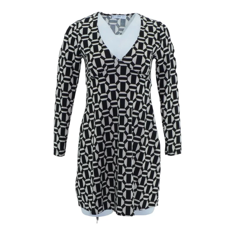Black Geometric Mini Dress Comfortable Linen Mini Dress
