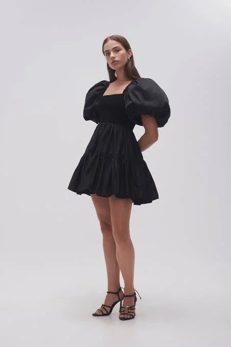 Casa Puff Sleeve Mini Dress - Size 12 Trendy Crossover Mini Dress