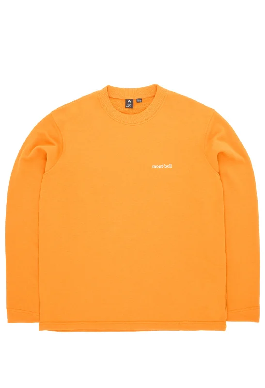 Montbell Cotton Lite Sweatshirt - Orange Hoodie with Color Block Contrast Stylish