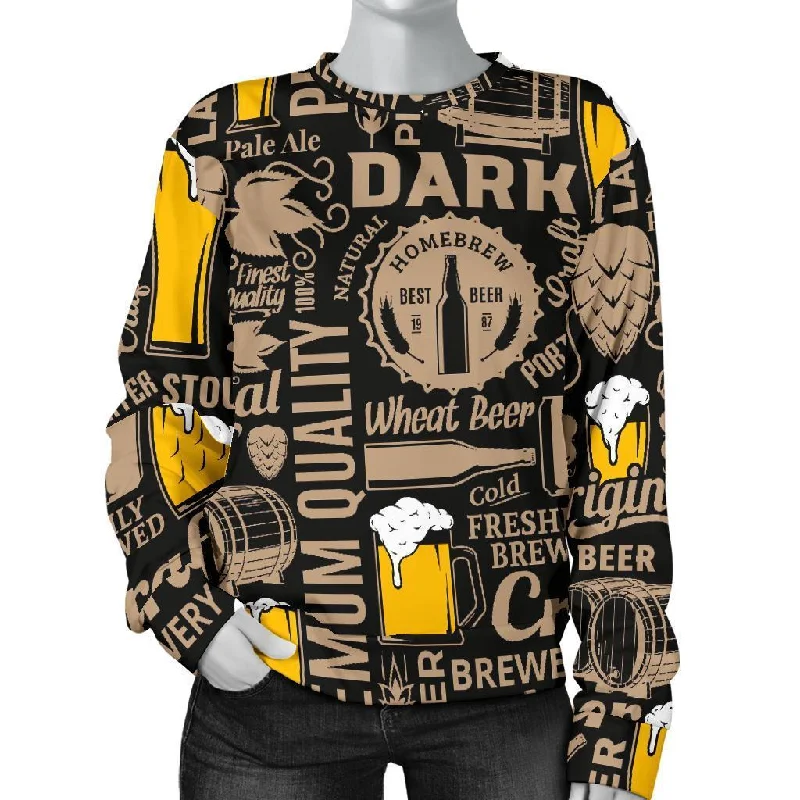 Craft Beer Print Pattern Women's Sweatshirt Hoodie with Slim Fit Tailored Modern