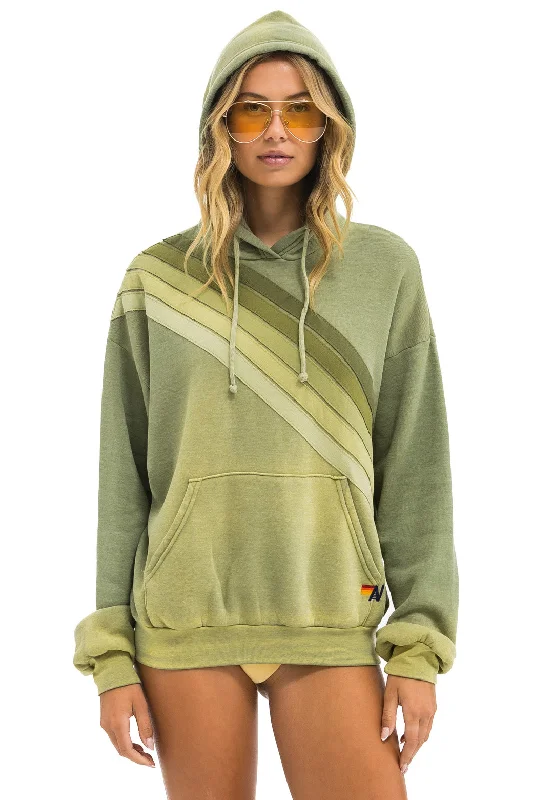 CROSS STRIPE RELAXED PULLOVER HOODIE - FADED ARMY Hoodie with Pocket Utility Practical