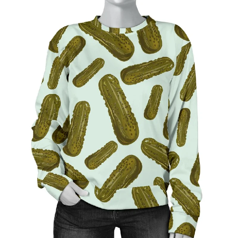 Cucumber Pickle Print Pattern Women's Sweatshirt Hoodie with Neon Bright Vibrant