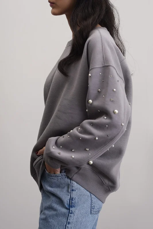 DIAMANTE SPRAY SWEATSHIRT Hoodie with Elastic Cuffs Stretchable Comfortable