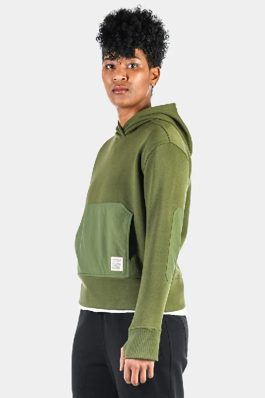 Flagger Fleece Hoodie - Moss Green Hoodie with Batwing Sleeves Loose Dramatic