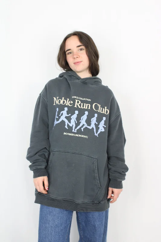 Earls Collection - Noble Run Club Hoody Hoodie with Hidden Zipper Minimalist Clean