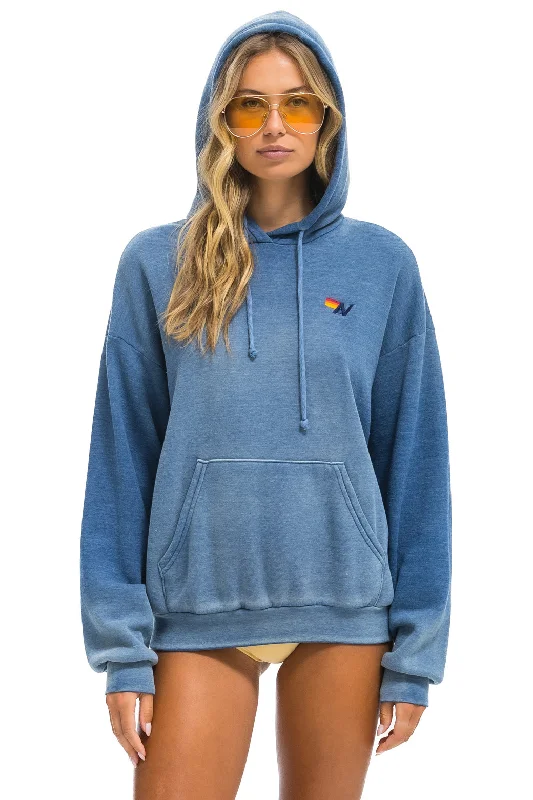 ESSENTIAL RELAXED PULLOVER HOODIE - FADED WATER Hoodie with Ribbed Hem Stretchable Secure