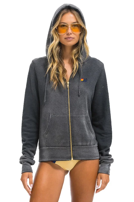 ESSENTIAL ZIP HOODIE - FADED SMOKE Hoodie with Back Slit Movement Comfort