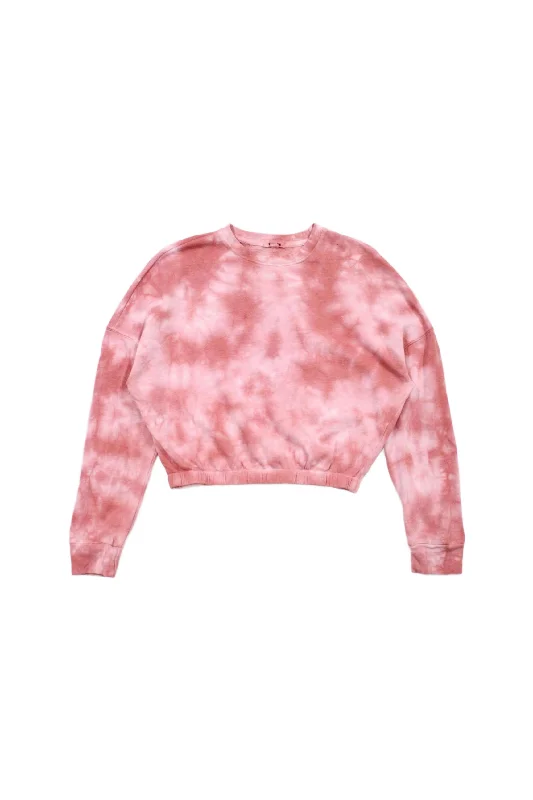 Garage - Tie Dye Crop Sweatshirt Hoodie with Contrast Stitching Detailed Premium