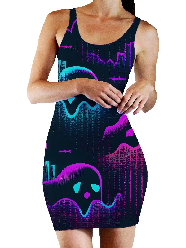 Ghost Melt Bodycon Mini Dress Cozy Wraparound Mini Dress