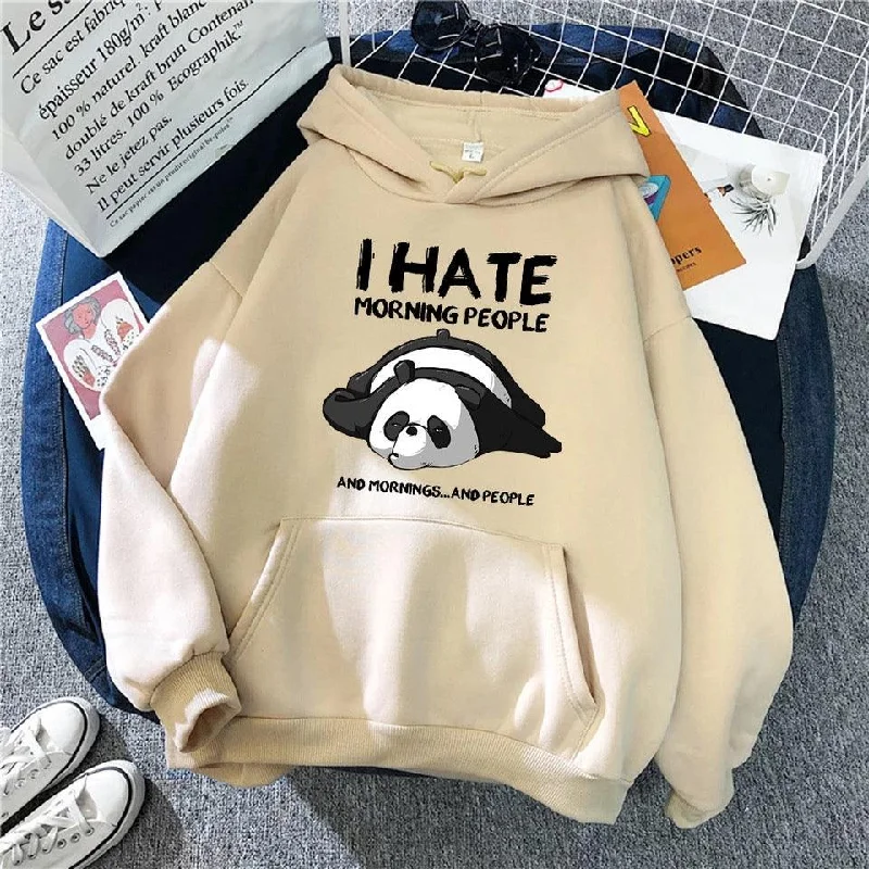 Hate Morning People Sweatshirt Hoodie with Thumb Holes Functional Cozy