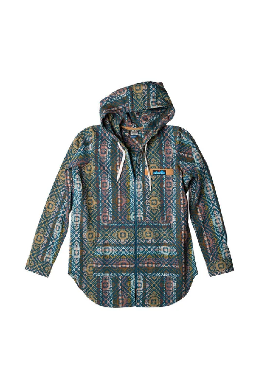 Women's Saratoga Hoodie - Ocean Haze Hoodie with Hem Applique Textured Unique