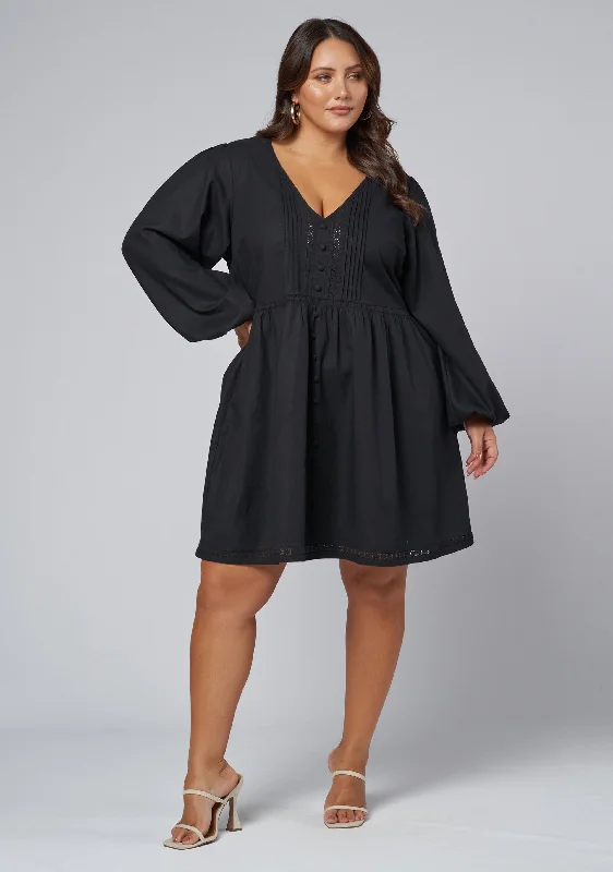 Lia Linen Mini Dress Comfortable Polka Dot Mini Dress