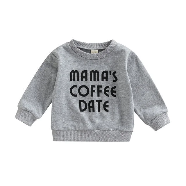 MAMA'S COFFEE DATE Sweatshirt Hoodie with Relaxed Fit Easy Casual