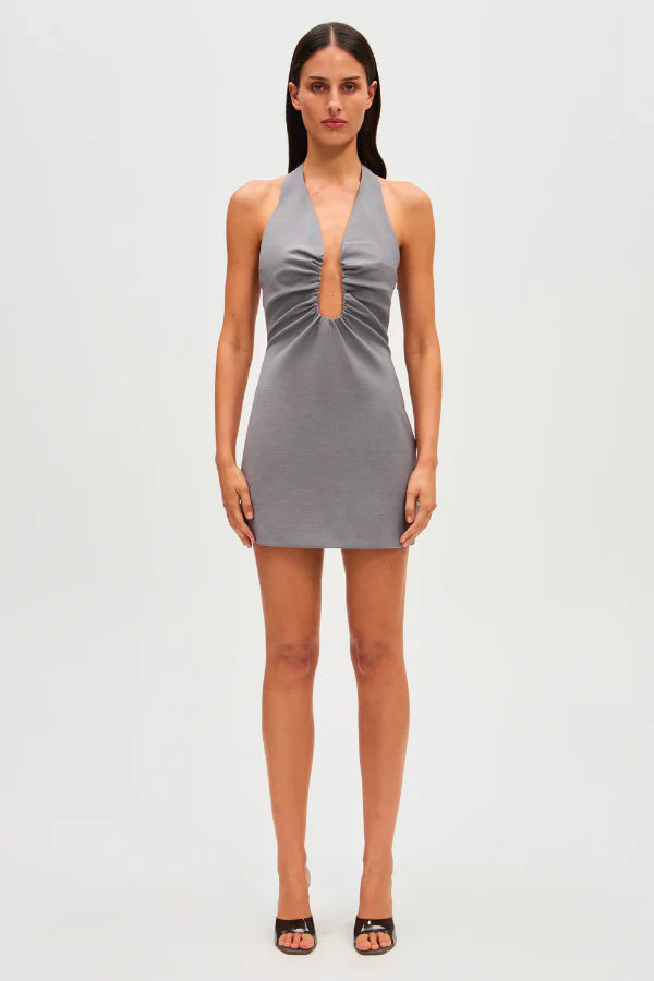 Misha Collection Alusia Mini Dress - Grey Classic White Mini Dress