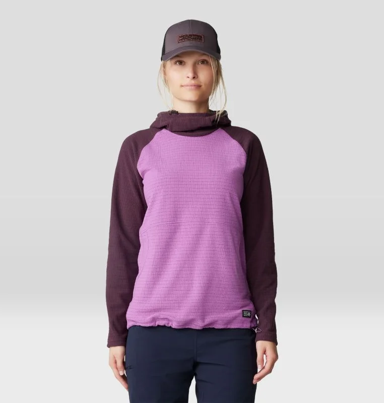 Women's Summit Grid Tunic Hoody - Lilac Glow/Blackberry Hoodie with Hem Elastic Stretchable Comfortable