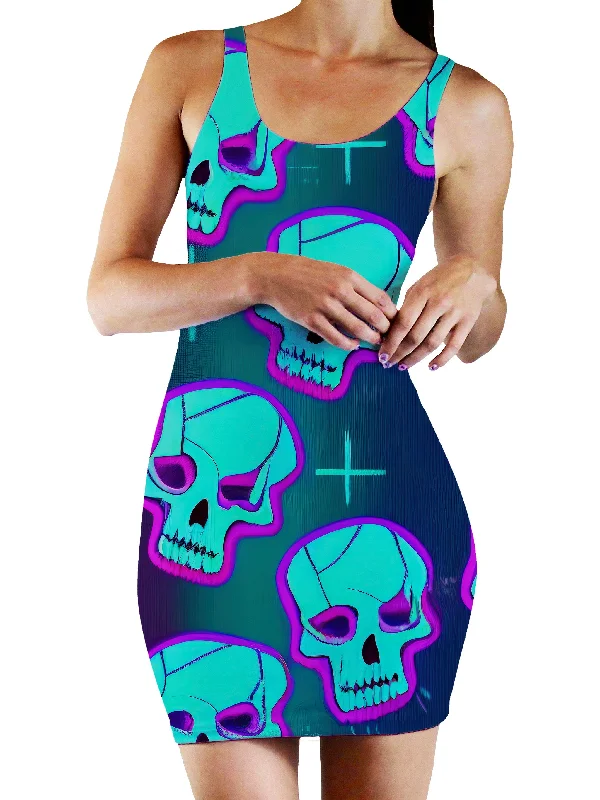 Neon Fright Bodycon Mini Dress Cozy Cowl Neck Mini Dress