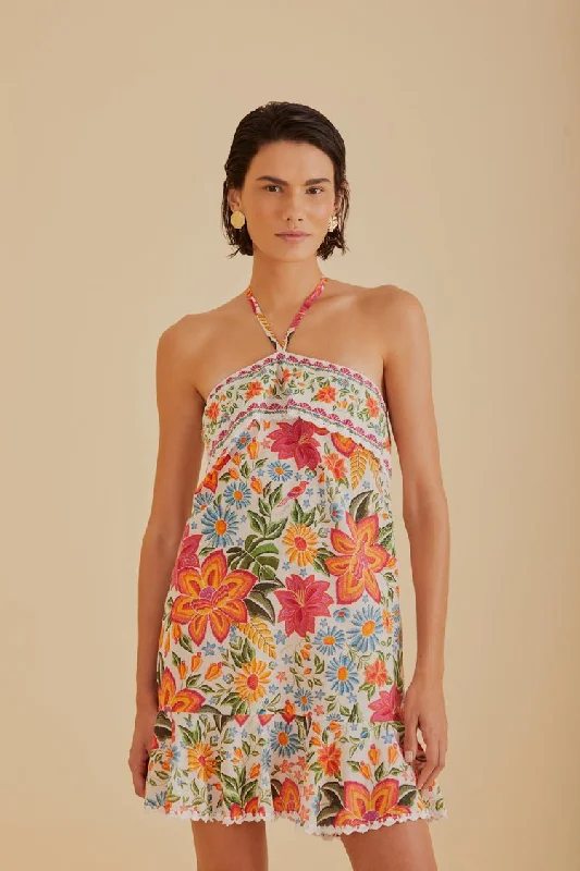 Off-White Bloom Garden Mini Dress {Farm Rio} Chic Bohemian Mini Dress
