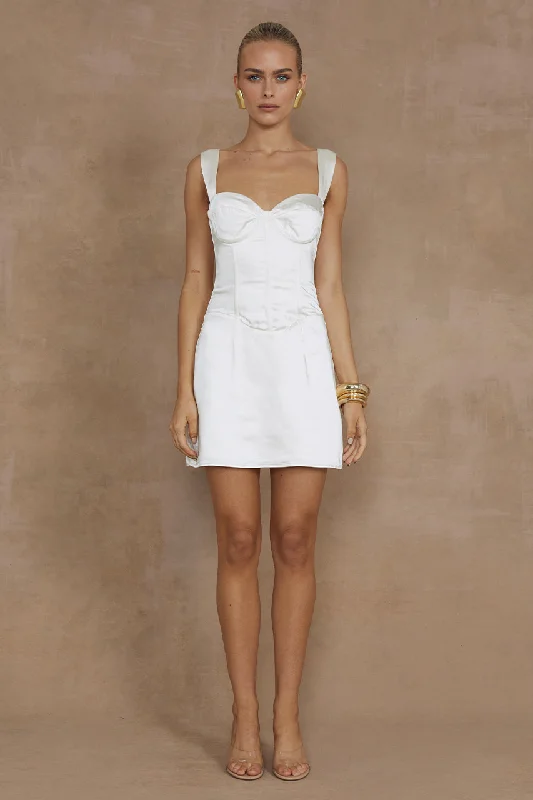 OURA MINI DRESS - WHITE Elegant Satin Mini Dress