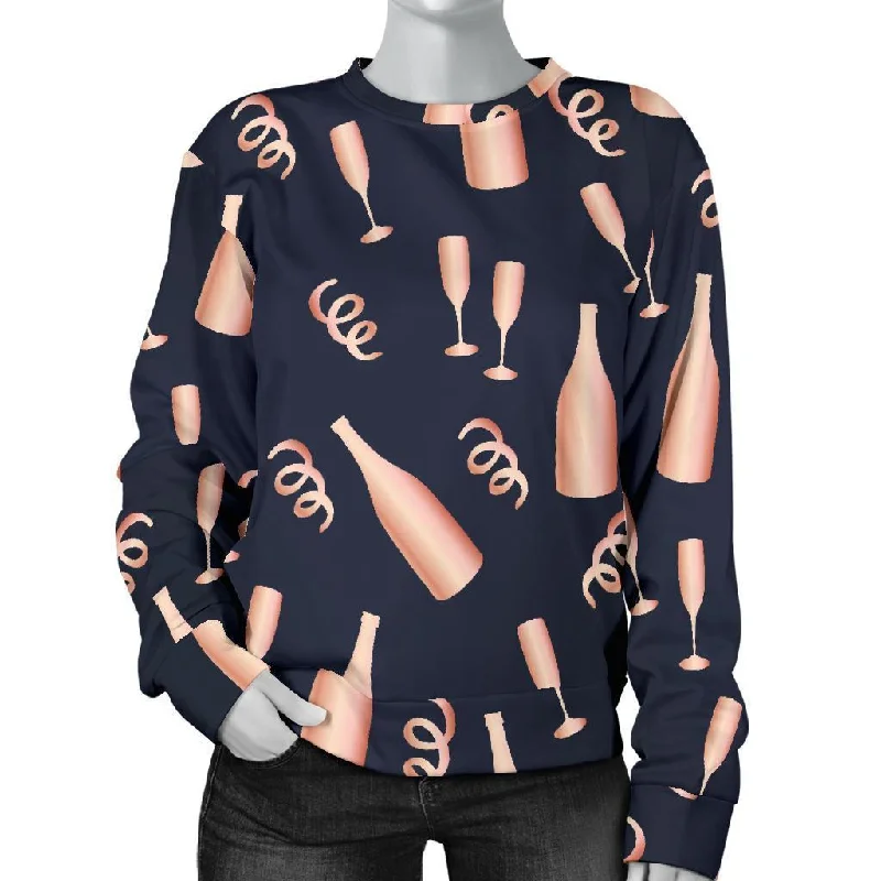 Pattern Print Champagne Women's Sweatshirt Hoodie with Hem Detail Decorative Unique