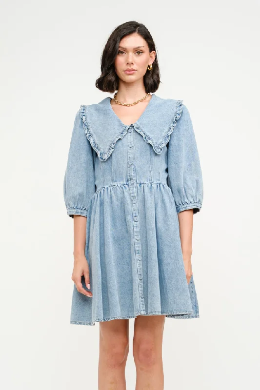 Piper Denim Mini Dress Cozy A-Line Mini Dress