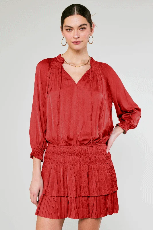Aurelie Pleated Mini Dress Fashionable Mini Dress with Frills