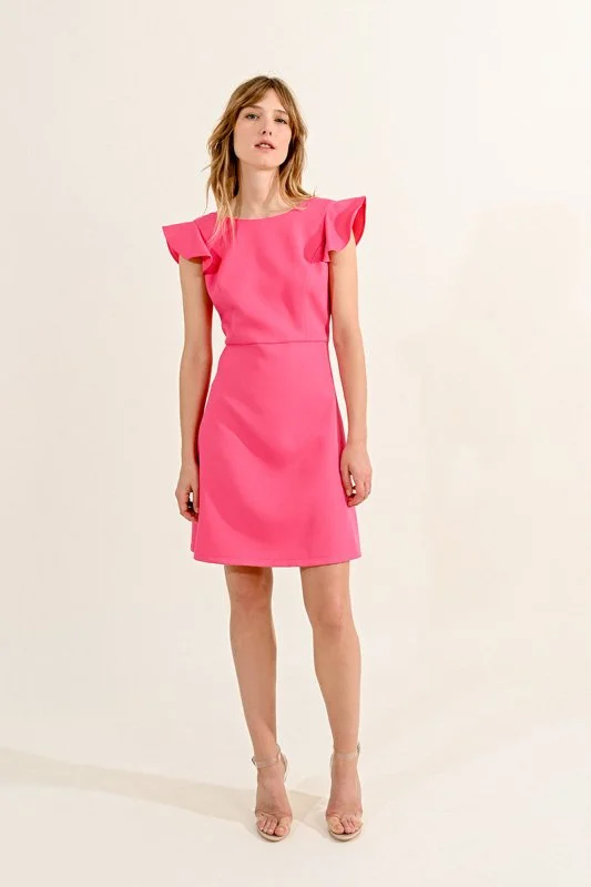 Final Sale - Pretty Flutter Sleeve Mini Dress Stylish Sweetheart Neck Mini Dress