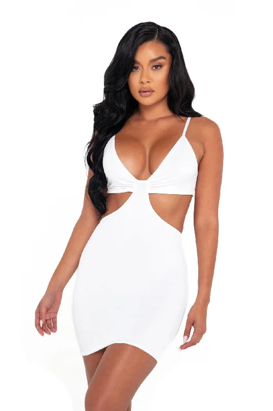 Roma Cutout Sculpted Mini Dress 6043 Stylish Ribbed Mini Dress