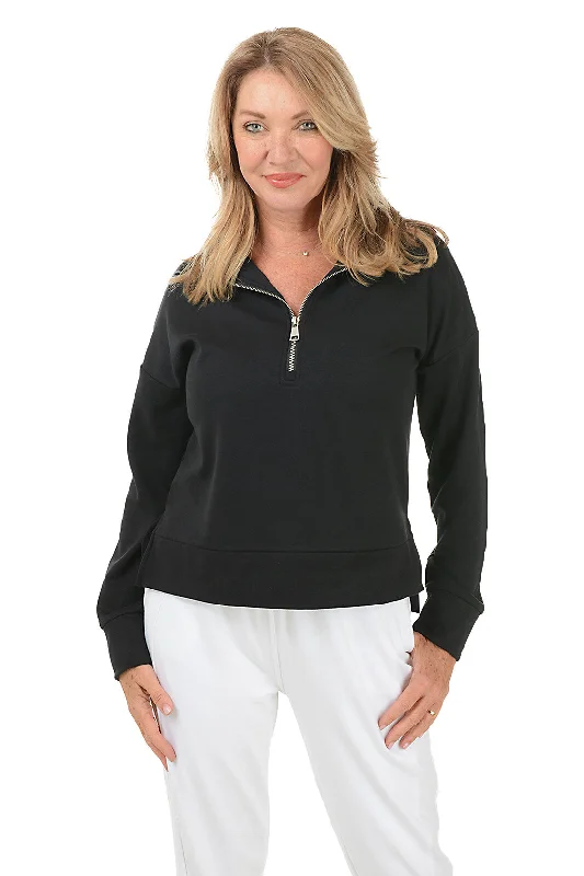 Zip-Neck Dolman Sleeve Scuba Sweatshirt Hoodie Sweatshirt Pullover