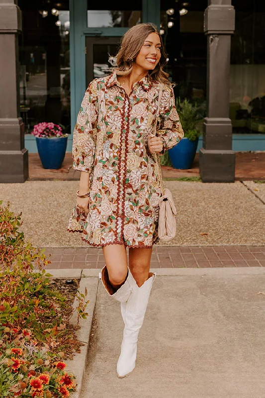 Smell The Roses Button Down Mini Dress Stylish Spaghetti Strap Mini Dress