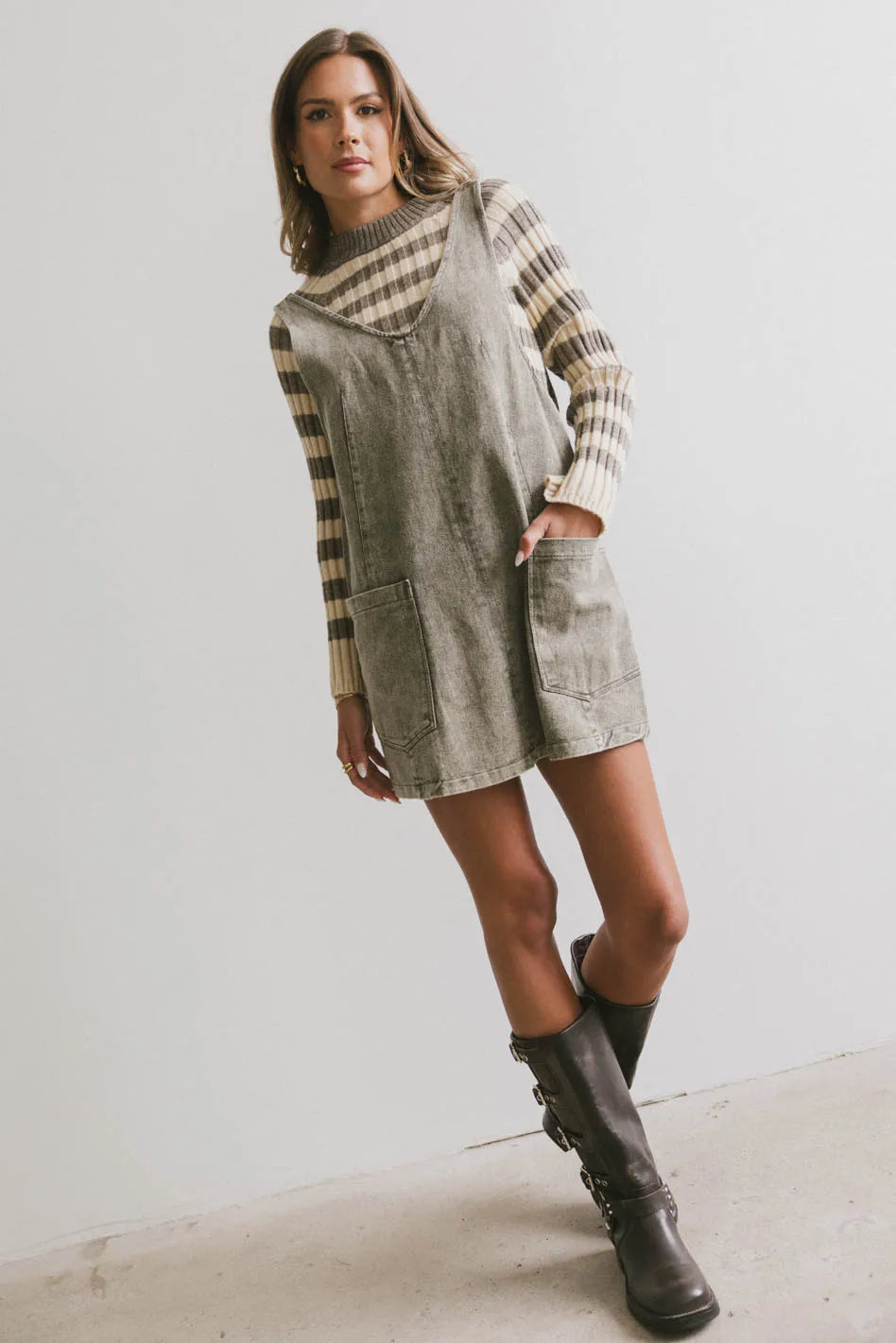 Soskia Denim Mini Dress Elegant Vintage Mini Dress