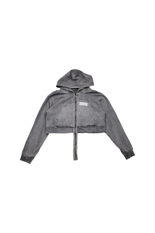 Tenwi - Cropped Hoodie Hoodie with Raw Hem Edgy Unfinished