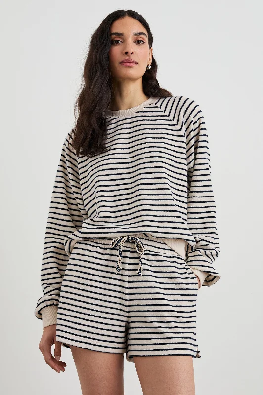 THERON SWEATSHIRT - SAILOR STRIPE TERRY TOWEL Hoodie with Zipper Versatile Modern