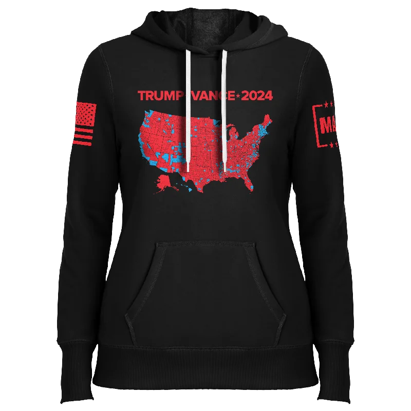 Trump Vance 2024 Electoral Map Ladies Hoodie Hoodie with Ribbed Neckline Snug Warm