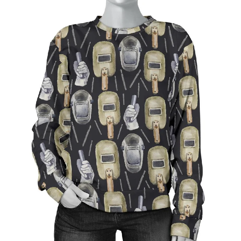 Welder Mask Print Pattern Women's Sweatshirt Hoodie with Earth Tones Natural Calm