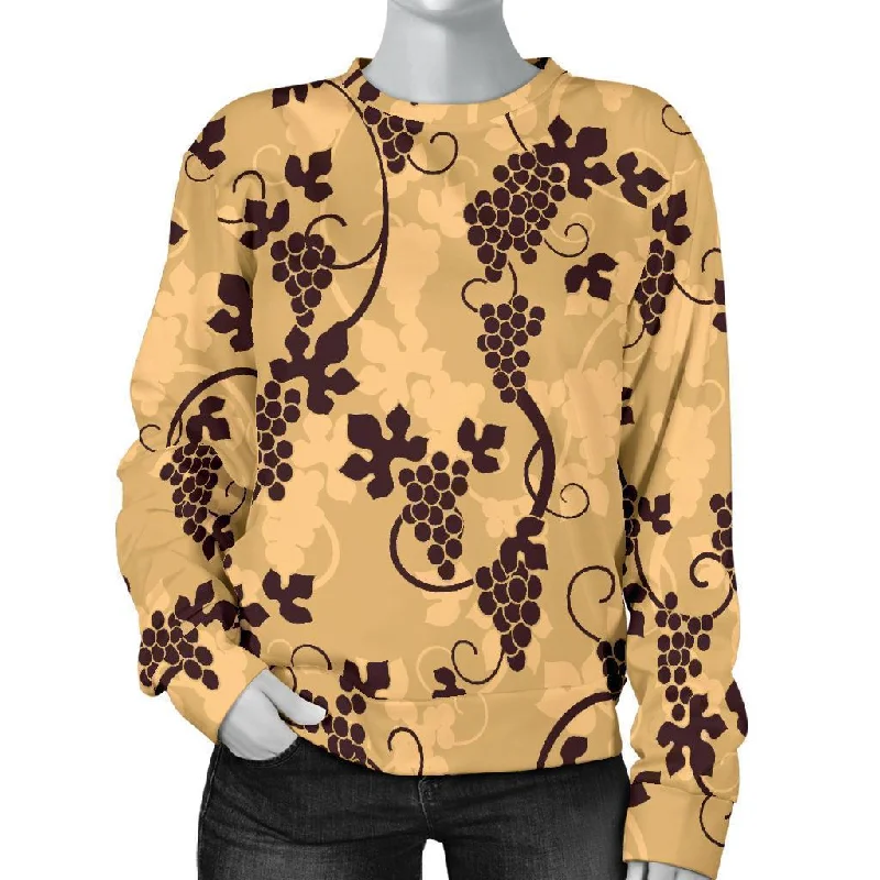 Wine Grape Pattern Print Women's Sweatshirt Hoodie with Drawcord Adjustable Secure