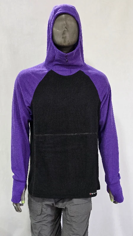 Women's Fleece Hoodie -  Black w/ Dark Purple sleeves & hood Hoodie with Lining Warm Insulated