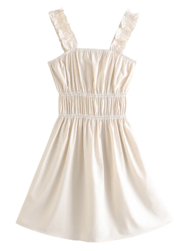 'Yuki' Sleeveless Square Neck Mini Dress Elegant Off-Shoulder Dress Mini