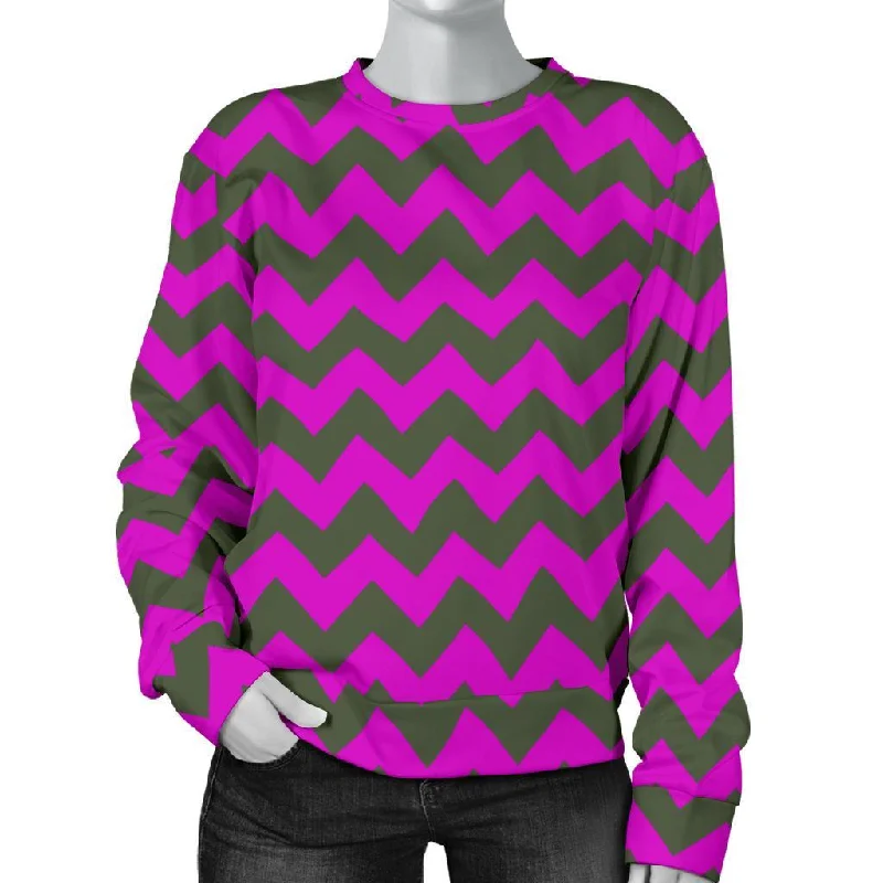 Zig Zag Purple Pattern Print Women's Sweatshirt Graphic Hoodie Design Print