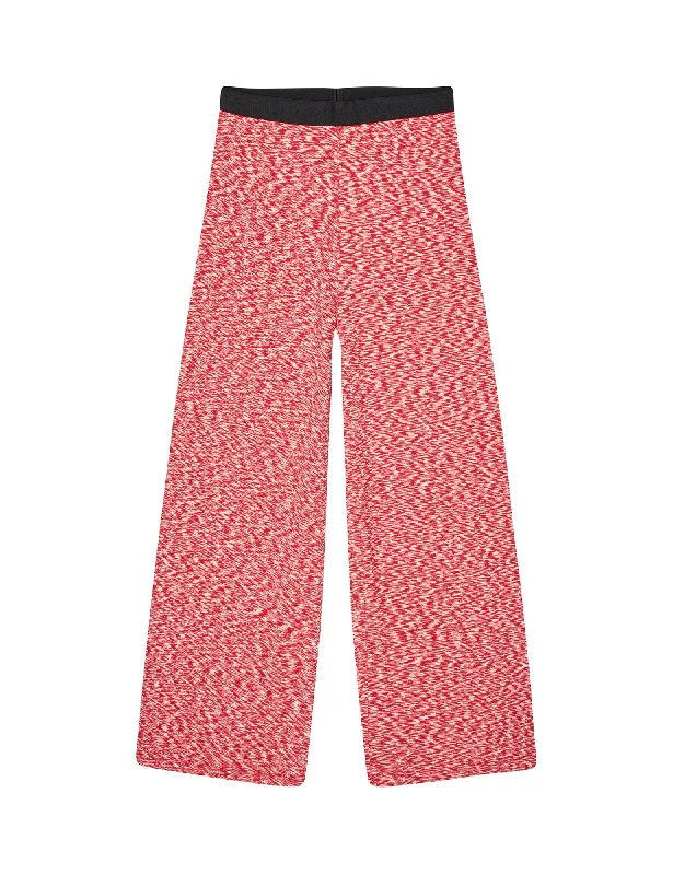 2x2 Cotton Space Veran Pants, Multi Red High-Waist Trousers