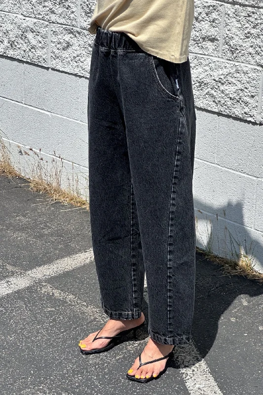 Arc Pants Black Denim Stylish Paperbag Waist Pants