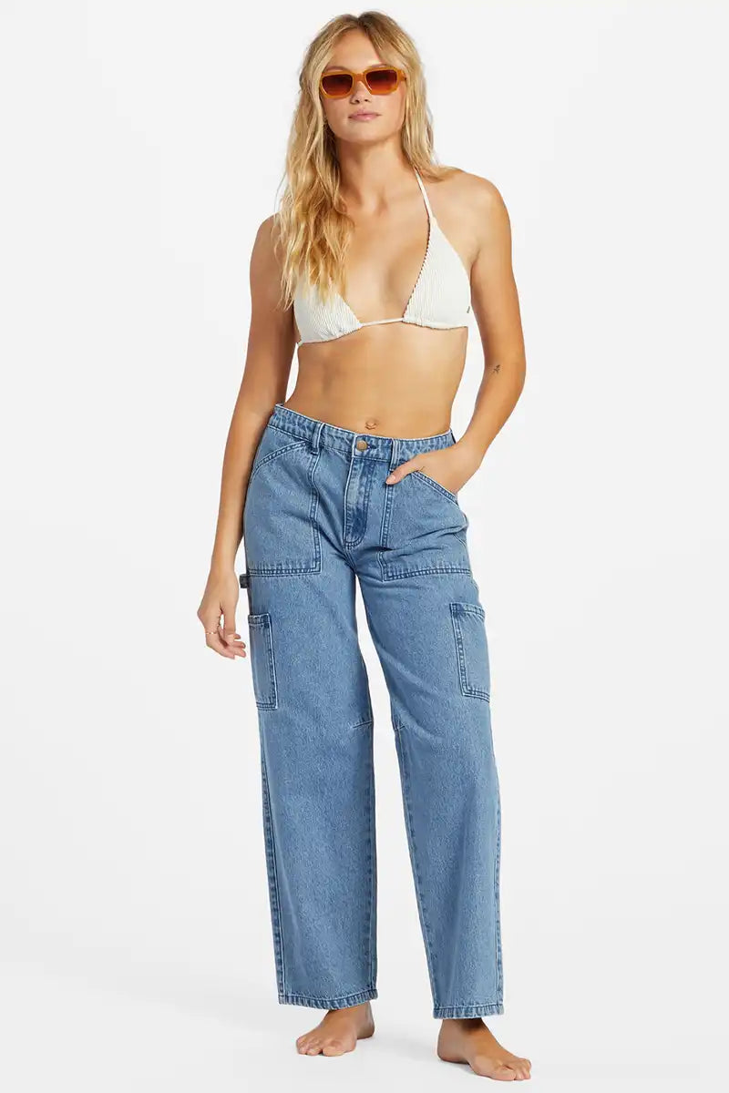 Billabong Leia Denim Pant Relaxed Linen Pants