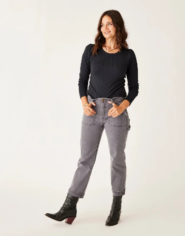 Corey Pant: Pewter Overdye Casual Wide Pants