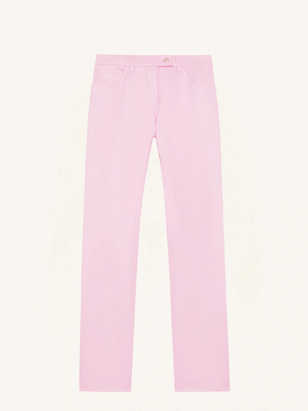 Courreges 5-Pocket Vinyl Straight Pants Pink Comfortable Pleated Pants