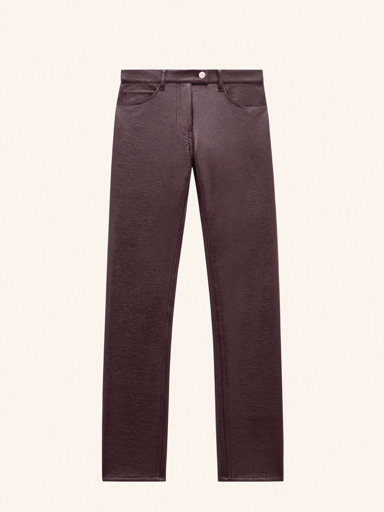 Courreges Pants Reedition 5-Pocket Vinyl Burgundy Casual Skinny Fit Pants