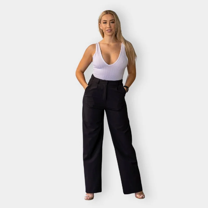 Impact Wide Leg Pants - Black Classic Straight Pants