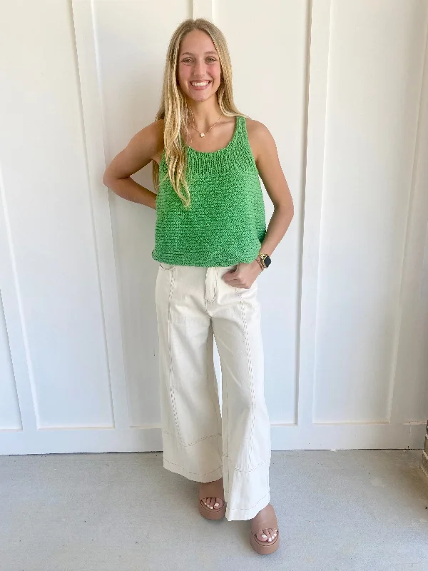 Ivory Wide Leg Pants High-Waist Jeans